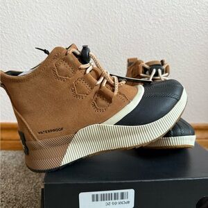 Sorel Kids Tan and Black Waterproof Boots